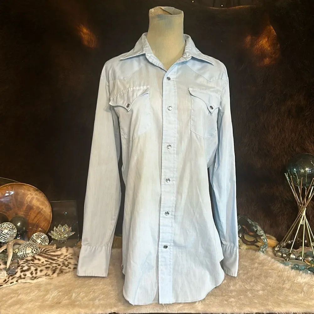 H BAR C vintage western wear snap button shirt 15/33 (400)
